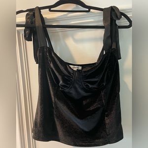 Pretty garbage black velvet cropped tank top